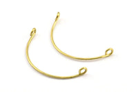 SemiCircle Wire Connector, 24 Raw Brass SemiCircle Wire Pendant With 2 Holes (35x1mm) BS 2141