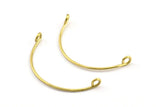 SemiCircle Wire Connector, 24 Raw Brass SemiCircle Wire Pendant With 2 Holes (35x1mm) BS 2141