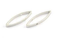Silver Marquise Connectors, 12 Silver Tone Marquise Shaped Connectors with 2 Holes (28x8x2.5mm) BS 2152
