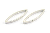 Silver Marquise Connectors, 12 Silver Tone Marquise Shaped Connectors with 2 Holes (28x8x2.5mm) BS 2152
