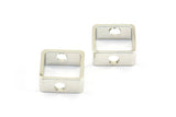 Silver Square Charm, 12 Silver Tone Square Ring Charms With 2 Holes (12x5x1mm) BS 2112