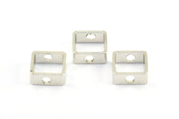 Silver Square Charm, 12 Silver Tone Square Ring Charms With 2 Holes (12x5x1mm) BS 2112