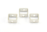 Silver Square Charm, 12 Silver Tone Square Ring Charms With 2 Holes (12x5x1mm) BS 2112