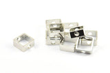 Silver Square Charm, 12 Silver Tone Square Ring Charms With 2 Holes (12x5x1mm) BS 2112