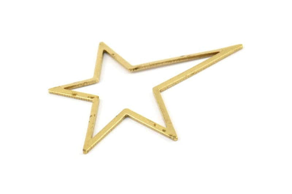 Brass Star Charm, 10 Raw Brass Long Star Charm, Brass Findings (51x47x1mm) BS 1803