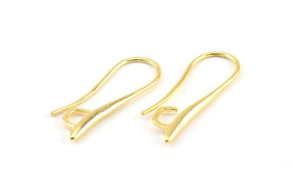 Gold Ear Hooks, 8 Gold Tone Earring Wires, Earring Hooks (24x9mm) X038