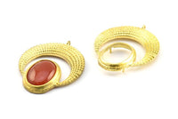 Brass Crescent Pendant, 2 Raw Brass Crescent Pendants With 1 Loop and 15.5x20mm Pad Setting (43x34x2.8mm) BS 1885