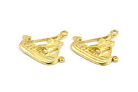 Brass Ship Pendant, 2 Raw Brass Viking Ship Necklace Pendants With 1 Loop, Earrings, Findings (31x27x3mm) BS 1912