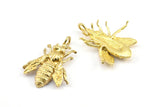 Huge Bee Pendant, 4 Raw Brass Bee Charm With 1 Hole, Pendant (26x20x4.5mm) U136