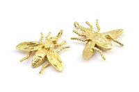 Brass Bug Pendant, 3 Raw Brass Bug Fly Insect Charm With 1 Hole, Pendant (27x26x4mm) U134