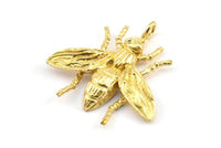 Brass Bug Pendant, 3 Raw Brass Bug Fly Insect Charm With 1 Hole, Pendant (27x26x4mm) U134