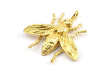 Brass Bug Pendant, 3 Raw Brass Bug Fly Insect Charm With 1 Hole, Pendant (27x26x4mm) U134