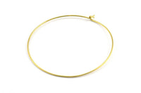 Hoop Earring Wires, 50 Raw Brass Stud Earring Wires  (50x0.8mm) BS 2241
