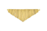 Brass Fringed Pendant, 1 Raw Brass Textured Fringed Trim Pendant With 2 Loops (145x100x7mm) V086