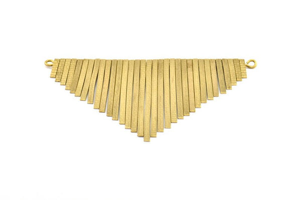 Brass Fringed Pendant, 1 Raw Brass Textured Fringed Trim Pendant With 2 Loops (145x100x7mm) V086