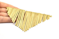 Brass Fringed Pendant, 1 Raw Brass Textured Fringed Trim Pendant With 2 Loops (145x100x7mm) V086