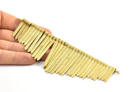 Brass Fringed Pendant, 1 Raw Brass Textured Fringed Trim Pendant With 2 Loops (155x55x6mm) V085