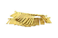 Brass Fringed Pendant, 1 Raw Brass Textured Fringed Trim Pendant With 2 Loops (132.5x47x5mm) V084