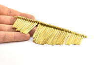 Brass Fringed Pendant, 1 Raw Brass Textured Fringed Trim Pendant With 2 Loops (132.5x47x5mm) V084