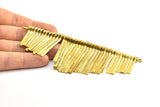 Brass Fringed Pendant, 1 Raw Brass Textured Fringed Trim Pendant With 2 Loops (132.5x47x5mm) V084