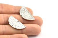 Hammered Half Moon, 2 Hammered Silver Tone Semi Circle Blanks with 2 Holes (30x15x1.2mm) N0340 H0004