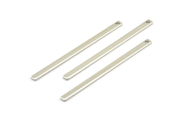 Silver Bar Pendant, 12 Silver Tone Brass Bar Pendant, Findings (55x3x1mm) Brc 154--a0826 A0907 H0119