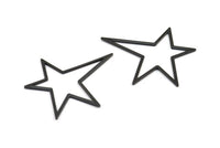 Black Star Charm, 5 Oxidized Brass Black Long Star Charms (51x47x1mm) BS1803 S262