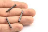 Black Tube Beads, 25 Oxidized Brass Black Tube Beads (3x25mm) Bs 1441 S265
