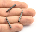 Black Tube Beads, 25 Oxidized Brass Black Tube Beads (3x25mm) Bs 1441 S265
