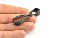 Textured Drop Charm, 1 Oxidized Brass Black Textured Drop Charm With 1 Hole, Earring Findings (47x21x9x1mm) N0198 S343