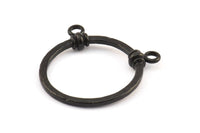 Black Brass Pendant, 1 Oxidized Brass Black Hammered Ring for Glass With 2 Loops, Geometric Pendants (37x2x3mm) BS 1891 S332
