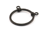 Black Brass Pendant, 1 Oxidized Brass Black Hammered Ring for Glass With 2 Loops, Geometric Pendants (37x2x3mm) BS 1891 S332