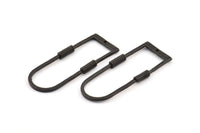 D Shape Rings, 2 Oxidized Brass Black D Shape Textured Connectors With 1 Hole, Rings  (47x19x1.4mm) BS 1884 S342