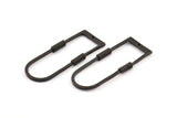 D Shape Rings, 2 Oxidized Brass Black D Shape Textured Connectors With 1 Hole, Rings  (47x19x1.4mm) BS 1884 S342