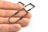 D Shape Rings, 2 Oxidized Brass Black D Shape Textured Connectors With 1 Hole, Rings  (47x19x1.4mm) BS 1884 S342