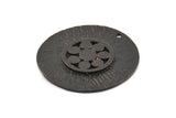 Black Flower Pendant, 2 Oxidized Brass Black Flower Textured Round  Pendants With 1 Loop (29mm) BS 1892 S335