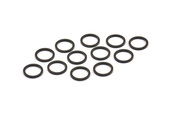 Black Circle Ring, 50 Oxidized Brass Black Round Rings, Charms (10mm) B0118 S333