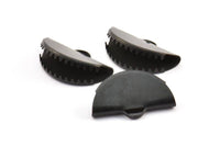 Black Ribbon Crimp, 12 Oxidized Brass Black Ribbon Crimp Ends With 1 Loop, Findings (25x12mm) D0404 S112