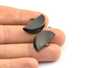 Black Ribbon Crimp, 12 Oxidized Brass Black Ribbon Crimp Ends With 1 Loop, Findings (25x12mm) D0404 S112