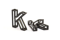 Black K Letter, 2 Oxidized Brass Black K Letter, Initials, Uppercase, Letter Initial Pendant for Personalised Necklaces