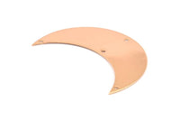 Crescent Wall Art, 2 Rose Gold Plated Brass Crescent Moon Wall Hanging Decor with 4 Holes (55x20x0.60mm) H0174 Q0373