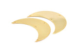 Crescent Wall Art, 2 Gold Plated Brass Crescent Moon Wall Hanging Decor with 4 Holes (55x20x0.60mm) H0174 Q0373