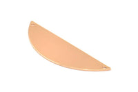 Half Round Wide Pendant, 2 Rose Gold Plated Brass Semi Circle Blanks (51x15x0.8mm) A0740 Q287