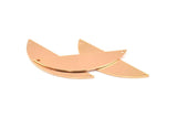 Half Round Wide Pendant, 2 Rose Gold Plated Brass Semi Circle Blanks (51x15x0.8mm) A0740 Q287