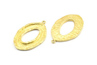 Brass Ellipse Pendant, 2 Raw Brass Hammered Ellipse Pendants with 1 Loop, Earring Findings (39x25x1.7mm) U139