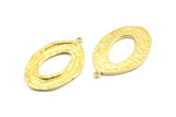 Brass Ellipse Pendant, 2 Raw Brass Hammered Ellipse Pendants with 1 Loop, Earring Findings (39x25x1.7mm) U139