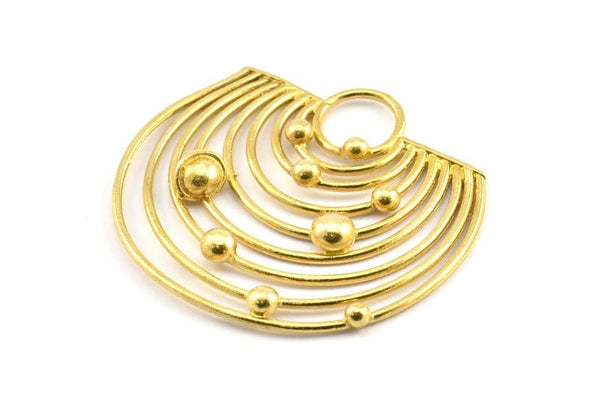 Brass Solar System, 1 Raw Brass Solar System Pendant With 1 Loop,Necklace Finding, Earring Findings (43x46x1.5mm) U145