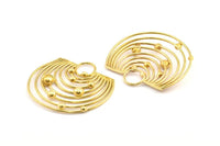 Brass Solar System, 1 Raw Brass Solar System Pendant With 1 Loop,Necklace Finding, Earring Findings (43x46x1.5mm) U145