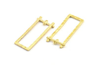 Brass Rectangle Pendant, 4 Raw Brass Hammered Rectangle Pendants with 2 Loops, Necklace Findings (39.5x16x1.3mm) BS 1868