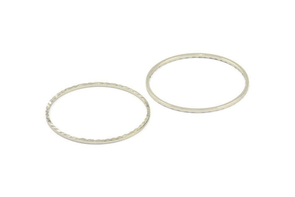 Silver Textured Ring, 12 Silver Tone Textured Circles (35mm) A0590 H1323